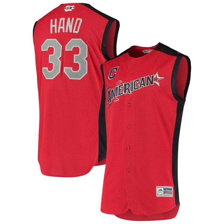 Men's Red American League #33 Brad Hand 2019 All-Star Game Stitched Baseball Jersey